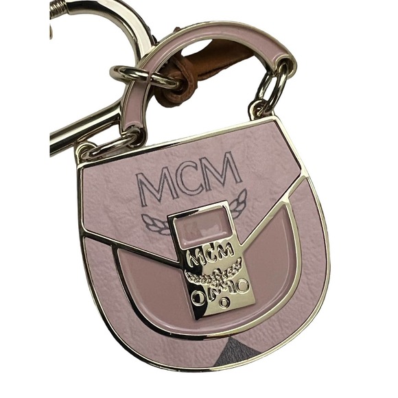 MCM Metal Pink Gold Bag Charm key chain Key Fob - Picture 6 of 6